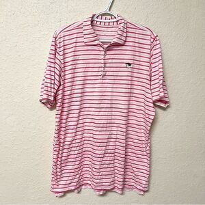 B. Draddy Polo Shirt Men’s Pink Striped Golf Performance Stretch Size M